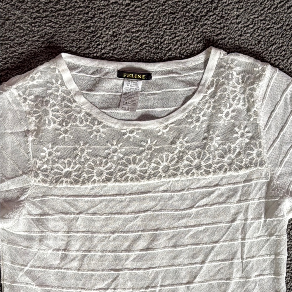 NWOT - Feline Creamy White Lace Detail Top. Various Sizes. - Picture 3 of 5